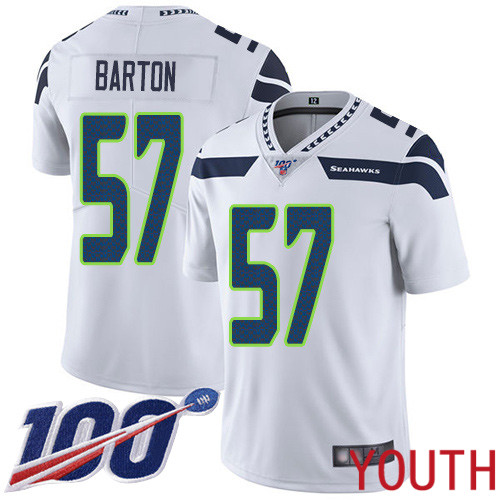 Seattle Seahawks Limited White Youth Cody Barton Road Jersey NFL Football 57 100th Season Vapor Untouchable
